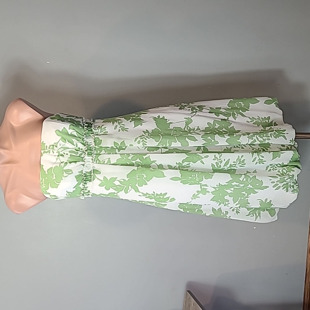 Vintage Babydoll Bubble Hem Floral Dress Green Fairy Grunge Earthy Y2K Size 10